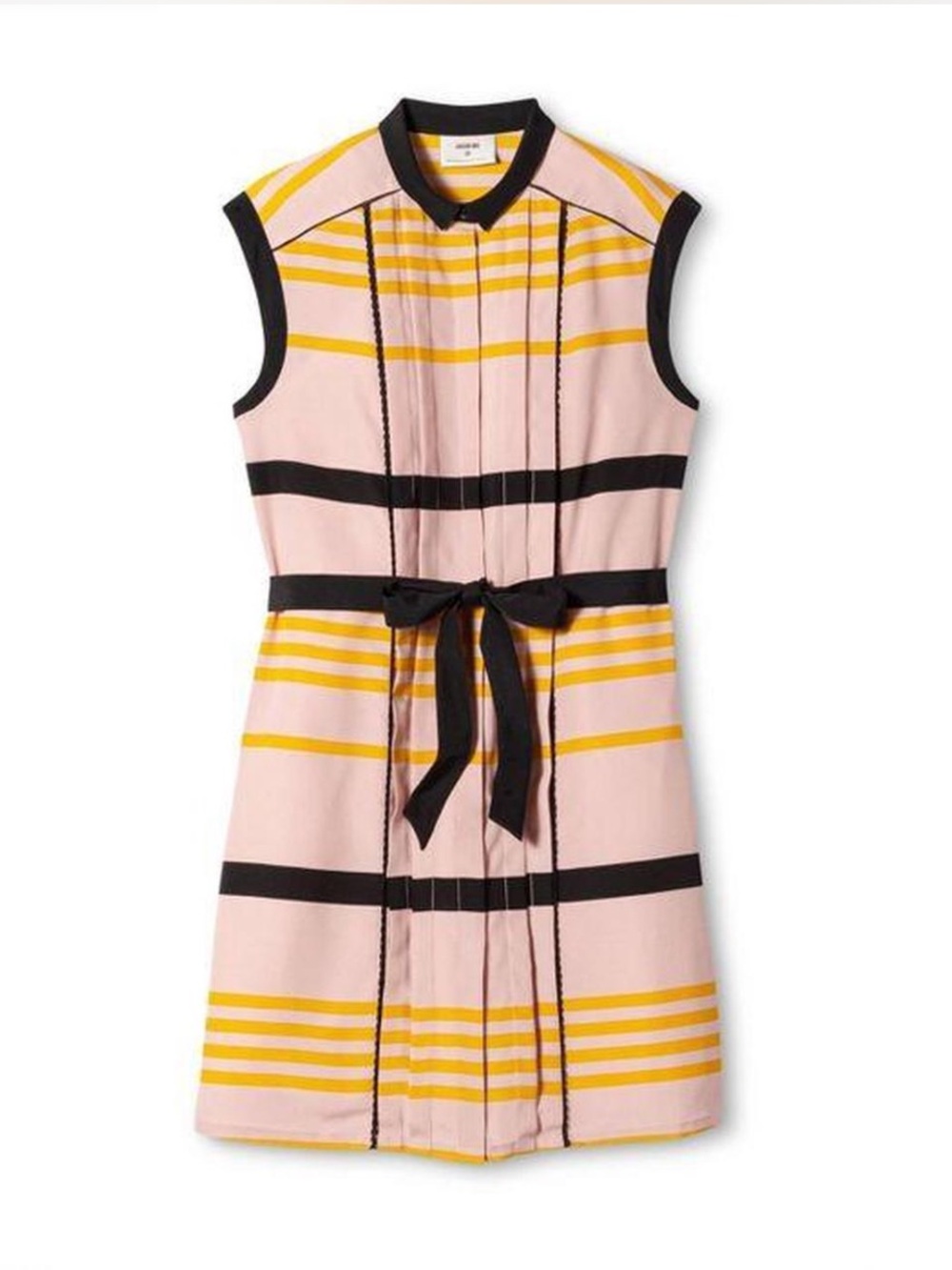 NWT Jason Wu Target Mod Striped Pleated Shift Dress Pink Yellow 60s Twee Small